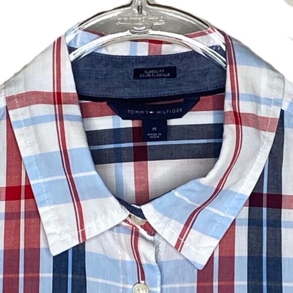 Tommy Hilfiger Womens Classic Fit Plaid Button-Up Shirt Long Sleeve Collared M - Picture 10 of 15